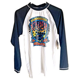 NWT Maui And Sons Swim Shirt M Surf Sun Rash Guard  Raglan UPF 50 SharkTribal